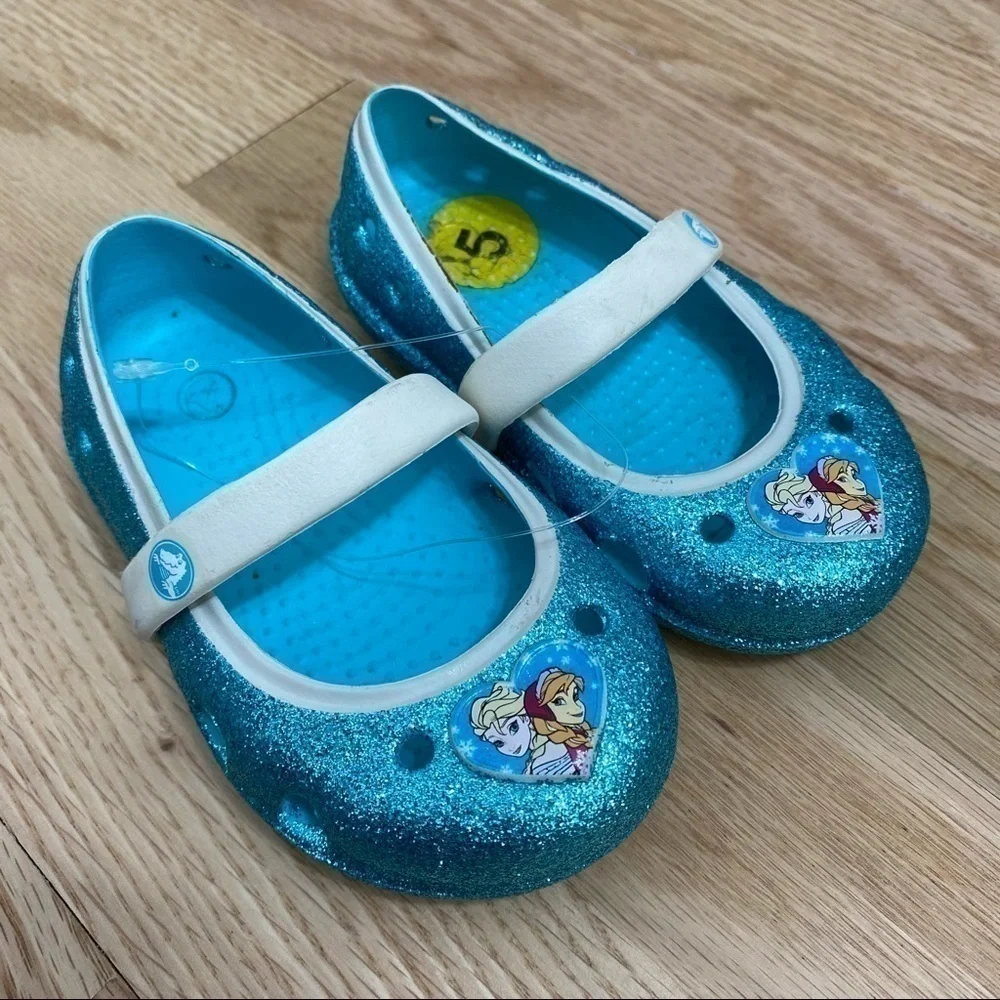 Crocs Frozen Mary Jane Flats Sandals Sz 5 Disney